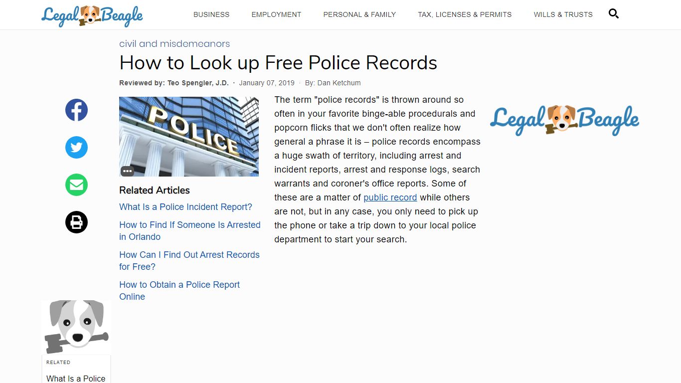 How to Look up Free Police Records | Legal Beagle